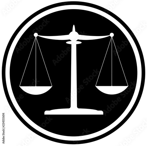classic black and white scales of justice icon legal system concept vector illustration