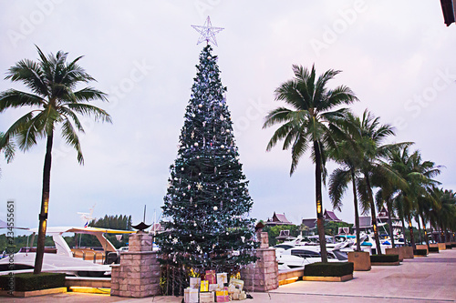 Christmas Tree in Royal Phuket Marina tourism and generalr,It is the most beautiful port,Can go to many islands, such as James Bond Island,Phi Phi,Koh Hong,Heaven of Andaman in Phuket Thailand,