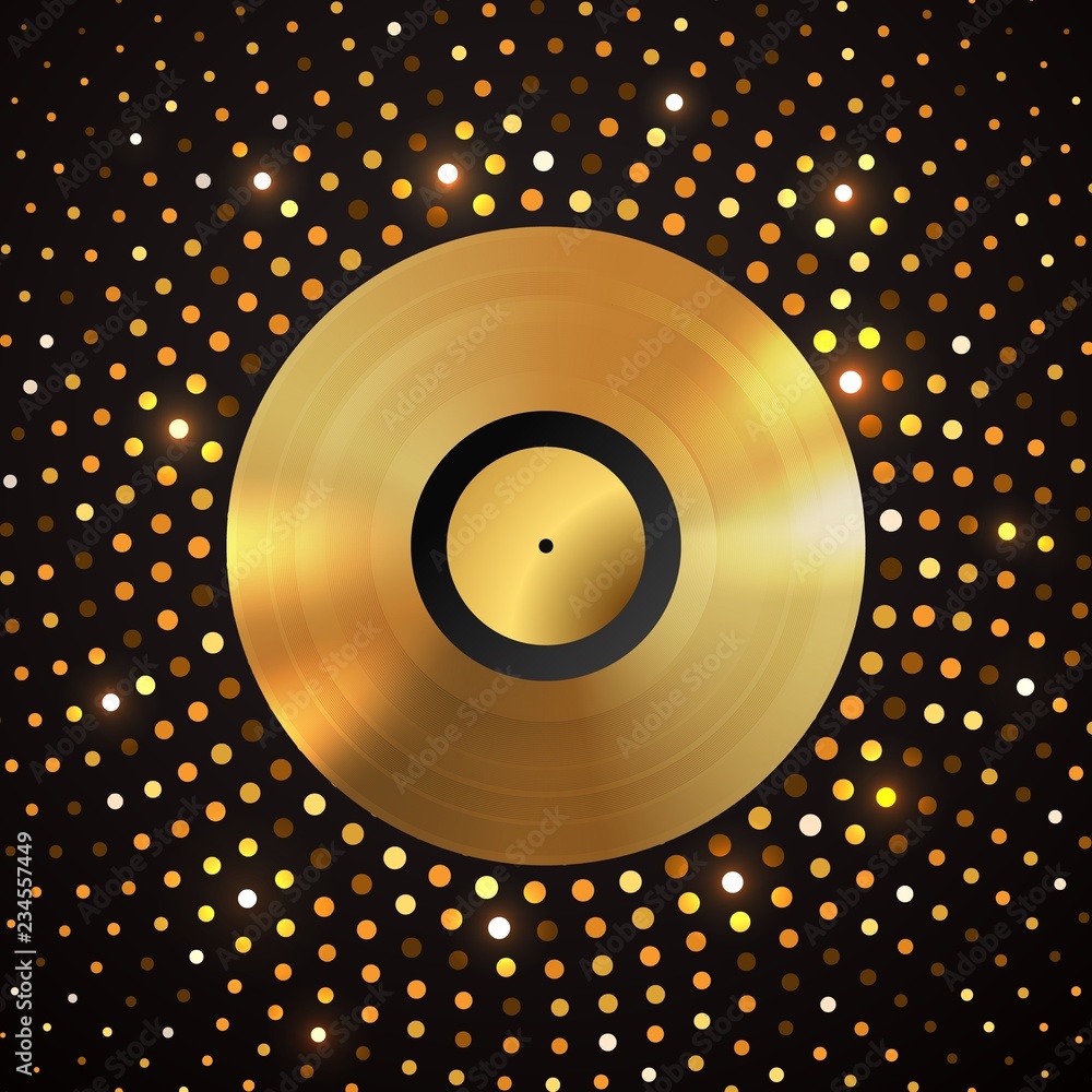 Music Luxurious Glossy Yellow Round Button Abstract Stock