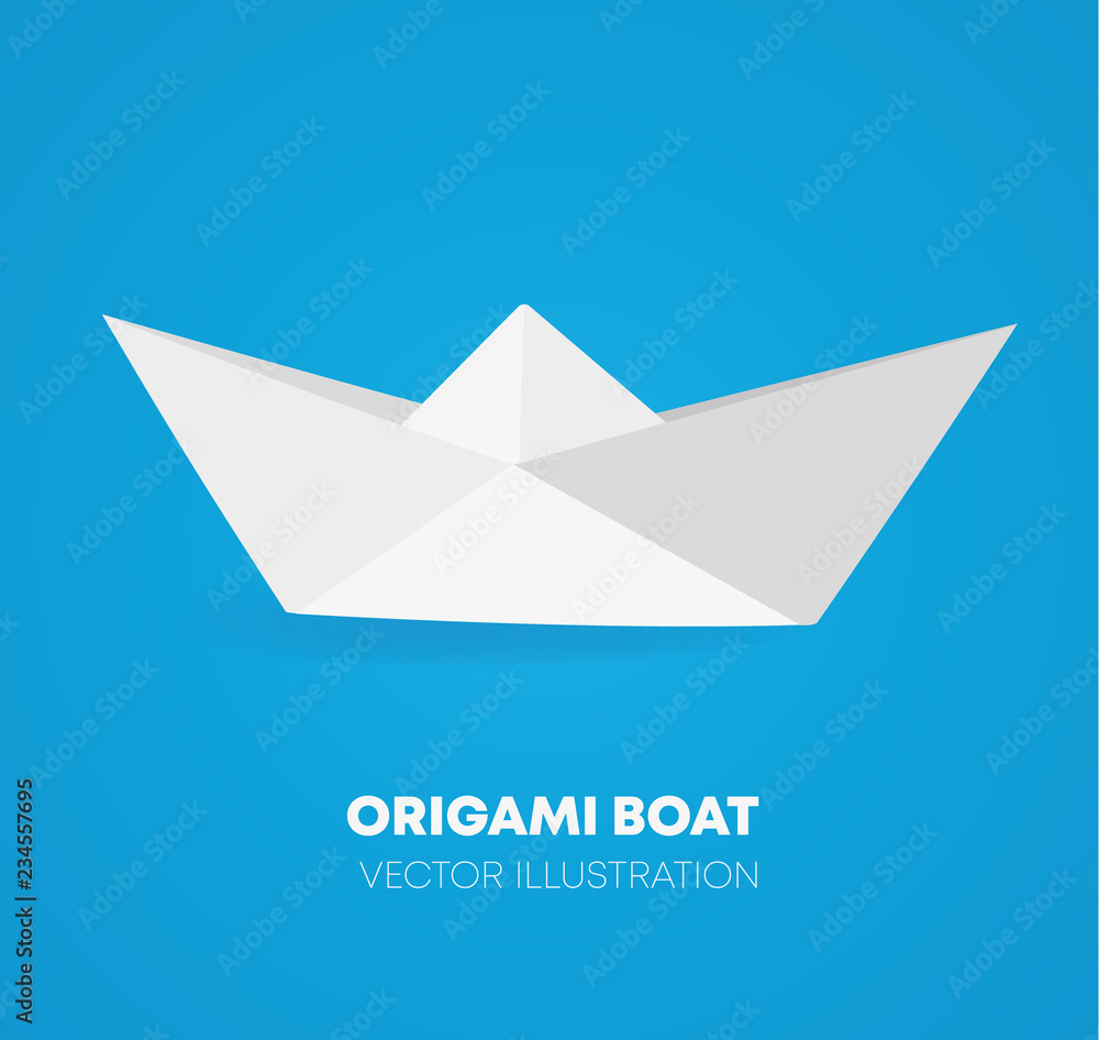 White paper boat on a blue background. White paper boat on a blue background.