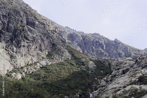 Mountains with clouds in the Restonica valley in Corsica