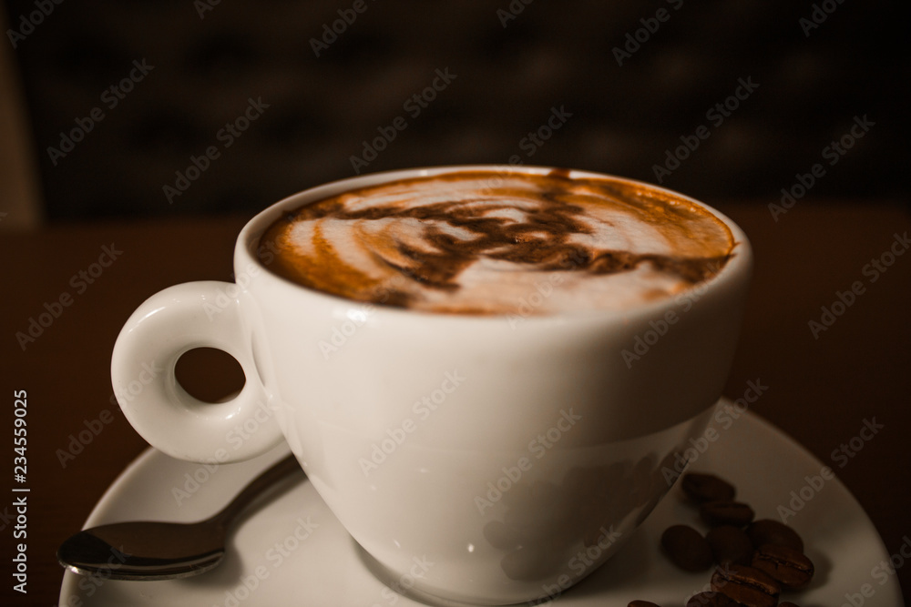 Coffee with coffee beans (Close UP) Coffee with coffee beans (Close UP)