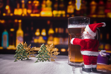 Christmas Beer on snow with decorative artwork