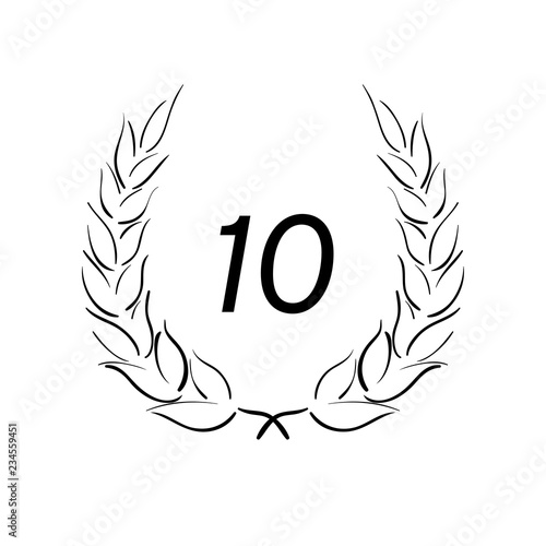 Lorbeerkranz - Jubiläum - 10 - Piktogramm - Symbol - schwarz 