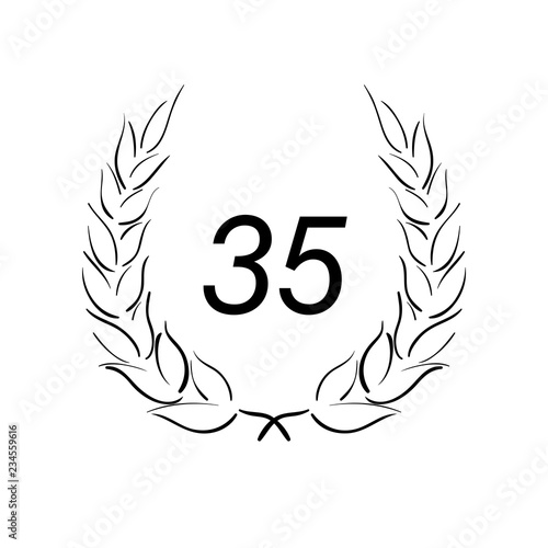 Lorbeerkranz - Jubiläum - 35 - Piktogramm - Symbol - schwarz 