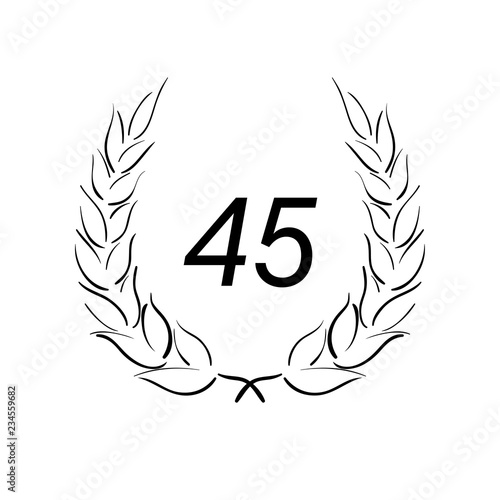 Lorbeerkranz - Jubiläum - 45 - Piktogramm - Symbol - schwarz 