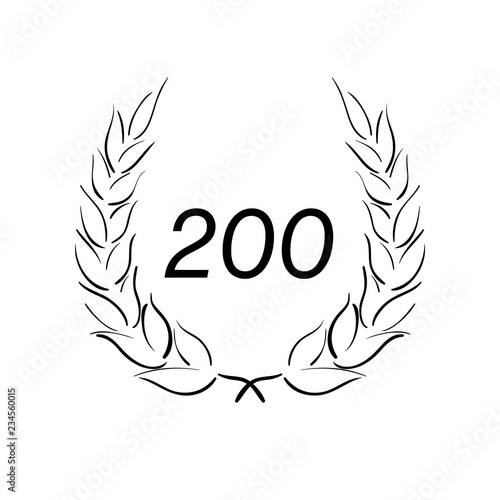 Lorbeerkranz - Jubiläum - 200 - Piktogramm - Symbol - schwarz 