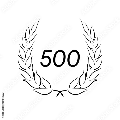 Lorbeerkranz - Jubiläum - 500 - Piktogramm - Symbol - schwarz 