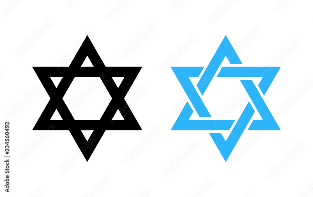 Hexagram David Star - black and blue icon of Israel holy religious symbol. Hexagram David Star - black and blue icon of Israel holy religious symbol.