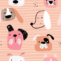 Keuken achterwand Honden patronen Handgetekende honden kinderkamer patroon  © solodkayamari