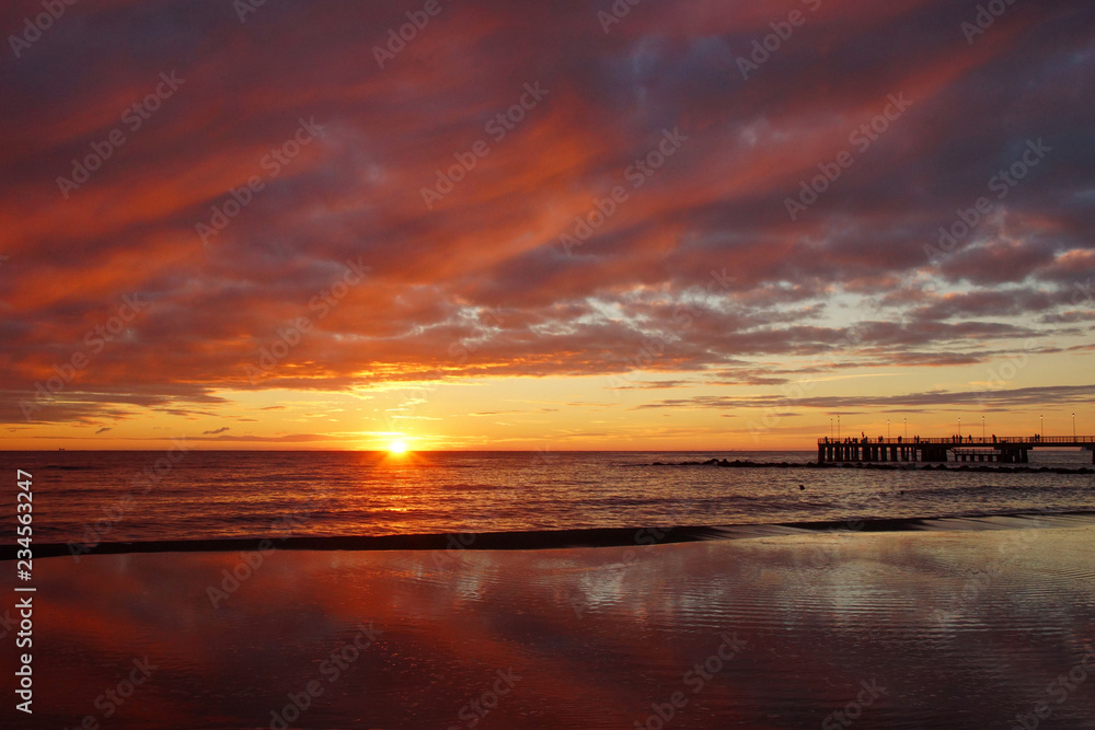 reflections in a red sunset