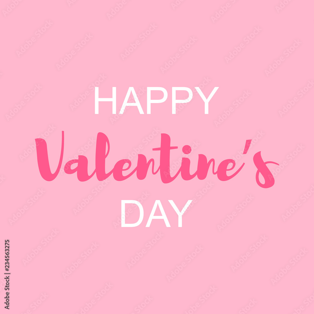 Vector Illustration. Happy Valentine's Day on rose background. Holiday