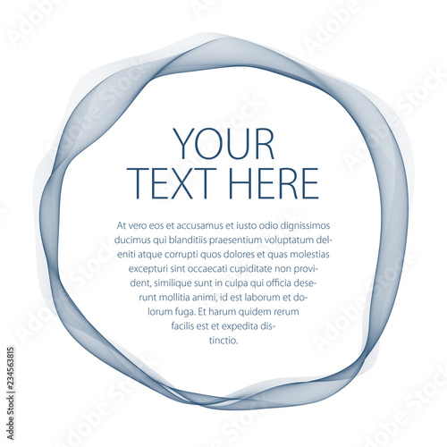 Round frame of flowing smoke. Vector abstract artistic beautiful background with copy space for text. Isolated over white background.