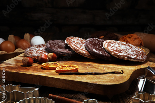 Typical German Gingerbreads such as Lebkuchen and Aachener Printen photo