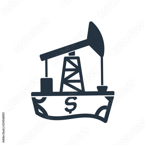 oil pump and dollar isolated icon on white background, oil industry