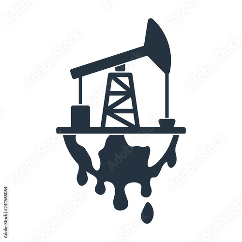 Pumpjack and earth drip and dollar isolated icon on white background, oil industry