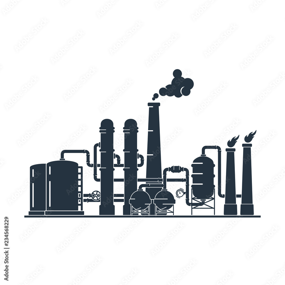 factory isolated icon on white background, oil industry