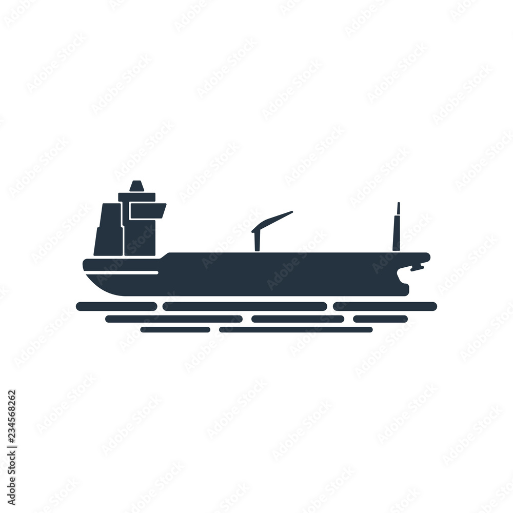 oil tanker isolated icon on white background, oil industry