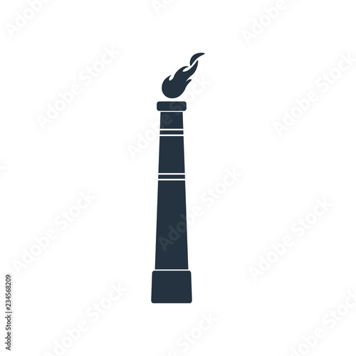 Tower, smoke isolated icon on white background, oil industry