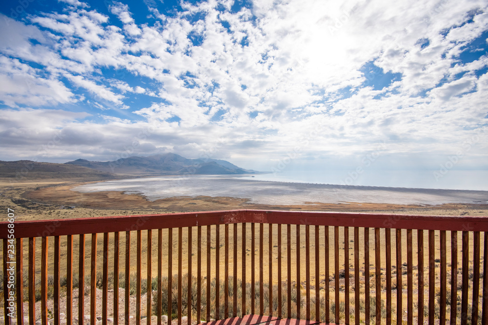 Fototapeta premium Great Salt Lake Overlook and Fence