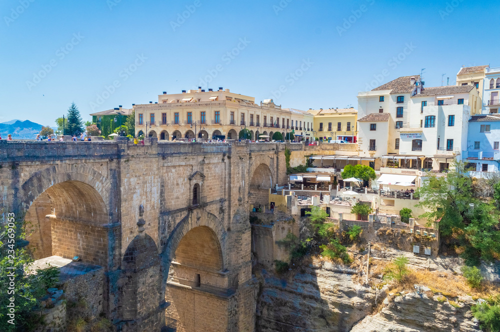 Old roman bridge in the spanish town of Ronda