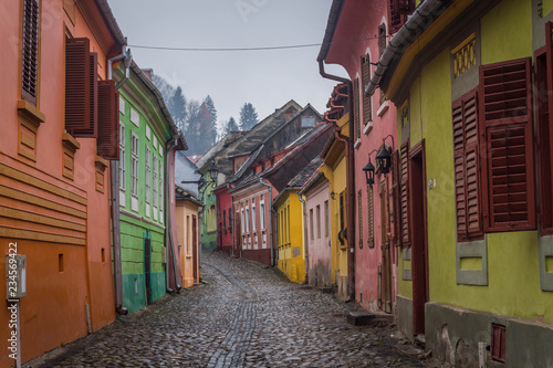 Colorful streets of Sighisoara, Romania