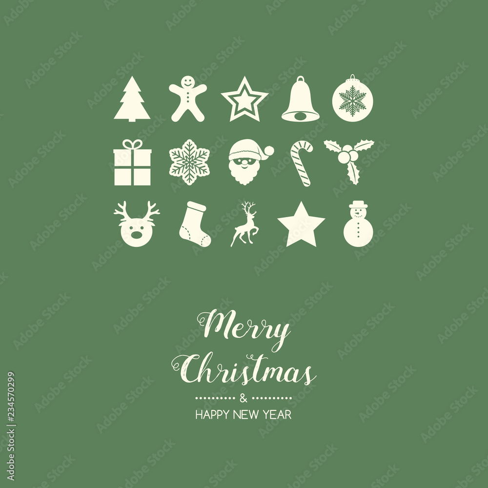 Fototapeta premium Concept of Christmas greeting card with decorations. Vector.