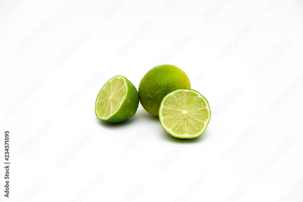 fresh lime in the cut isolated on white background