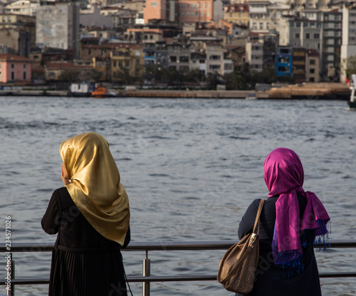 Muslim Women with hijabs headscarf in Istanbul