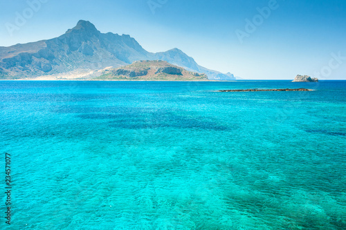 Rocky coast near The Balos lagoon in the northwest of Crete, Greece, Europe.