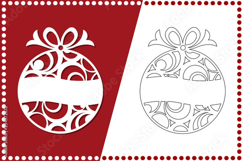 Modern Christmas Tree. New Year's Toy for laser cutting. Vector illustration.
