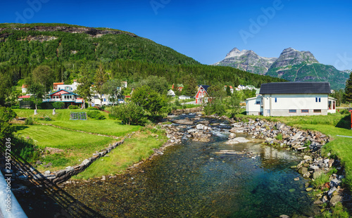 Fototapeta Naklejka Na Ścianę i Meble -  Scenic summer view of the Bogen, which is a village and the administrative centre of the municipality of Evenes in Nordland county, Norway.