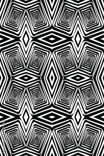 Abstract Seamless Black and White Geometric Pattern with Stripes. Textured Surface of Tile Wall.