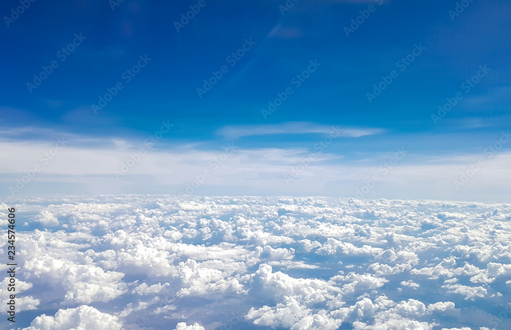 Blue sky with many white clouds background Blue sky with many white clouds background