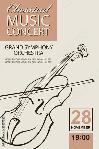 classical music concert poster with violin image