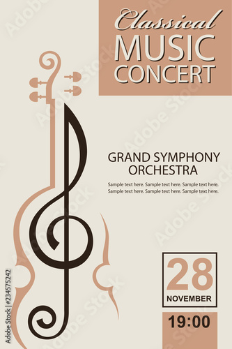classical music concert poster with violin image