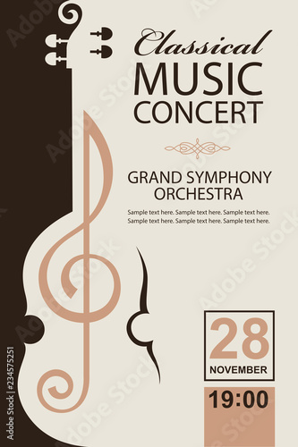 Photo classical music concert poster with violin image