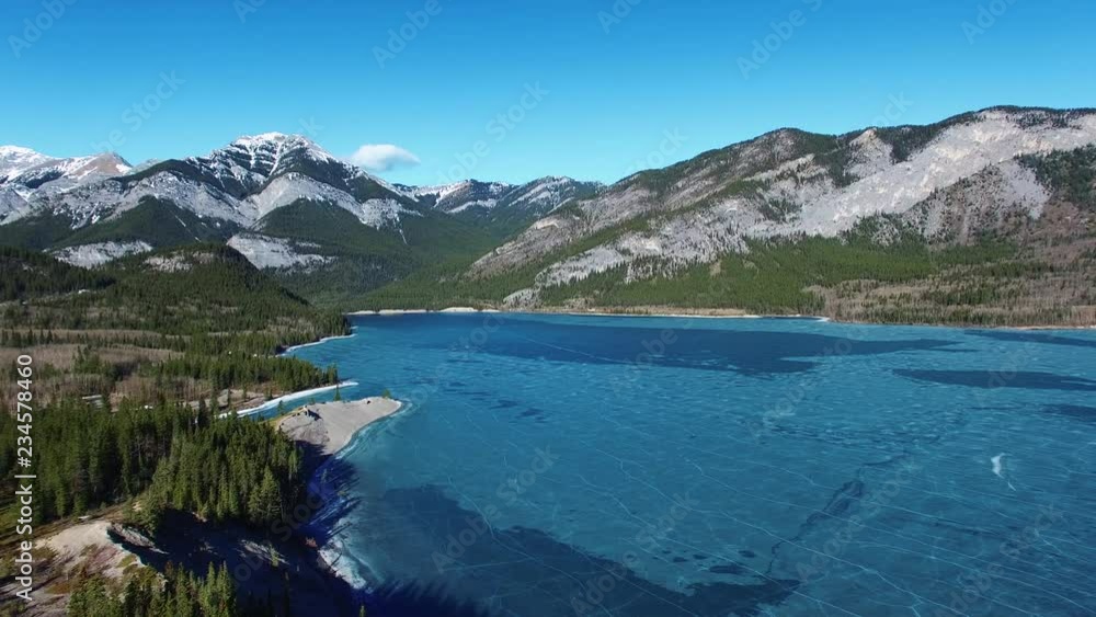 Aerial Drone Shot of Alberta Mountain Scenery, Barrier Lake, Kananaskis, Canada Aerial Drone Shot of Alberta Mountain Scenery, Barrier Lake, Kananaskis, Canada