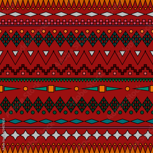 Ethnic seamless pattern. Tribal texture background. Vector illustration. Geometric print. Boho, aztec style. Cloth design, wallpaper, wrapping, cover, textile