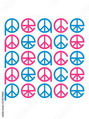 muster bunt text peace zeichen symbol frieden krieg hippie liebe böse gut logo design