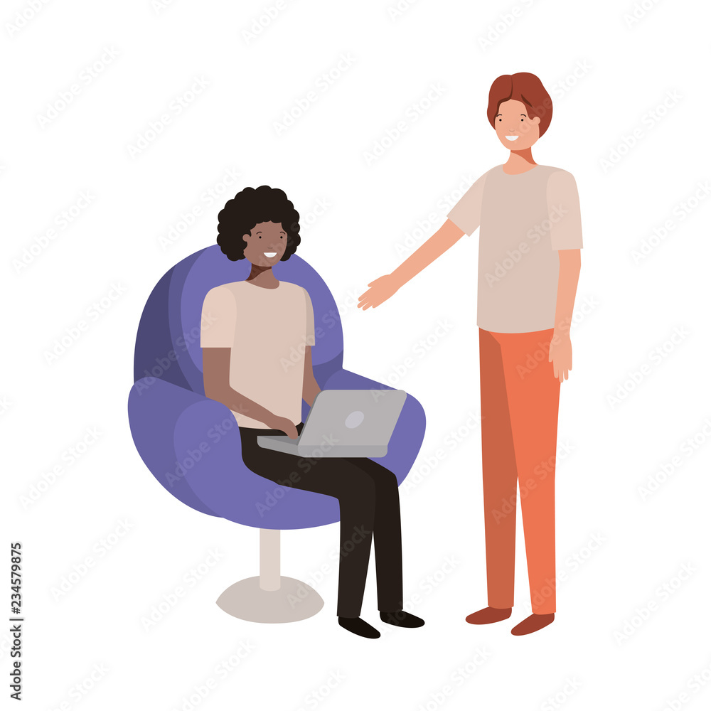 young men sitting in chair avatar character young men sitting in chair avatar character