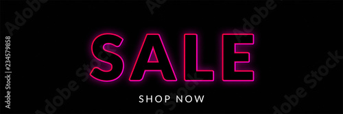 sale banner with neon sign for black friday background photo