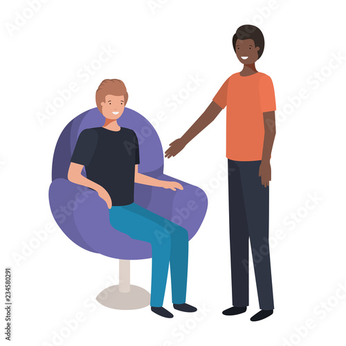 men sitting in chair avatar character