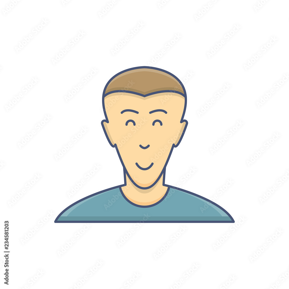 Male avatar profile flat icon isolated on white background Male avatar profile flat icon isolated on white background