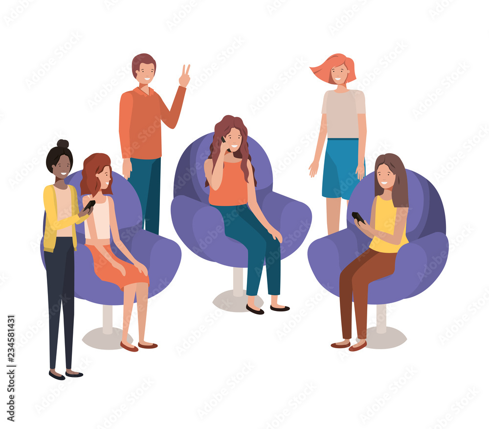Fototapeta premium group of people using smartphone