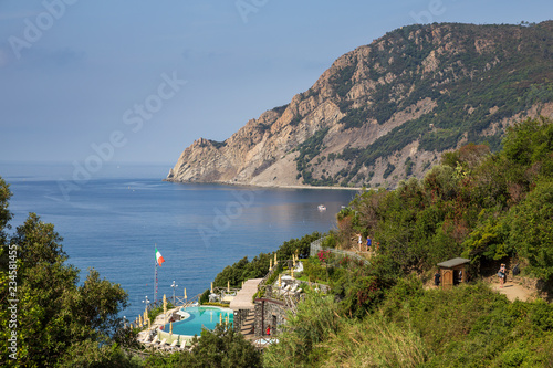 Swimming pool on the cliffs overlooking Monterosso al Mare on the Ligurian coast