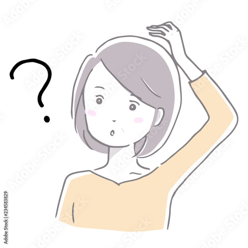 中年女性　疑問　やわらか手描き風