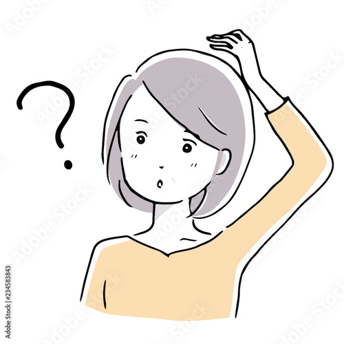 中年女性　疑問　シンプル手描き風