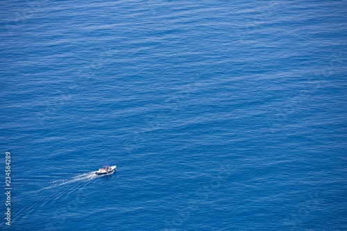 A solitary pleasure boat off the Ligurian coast, Italy © Michael Evans
