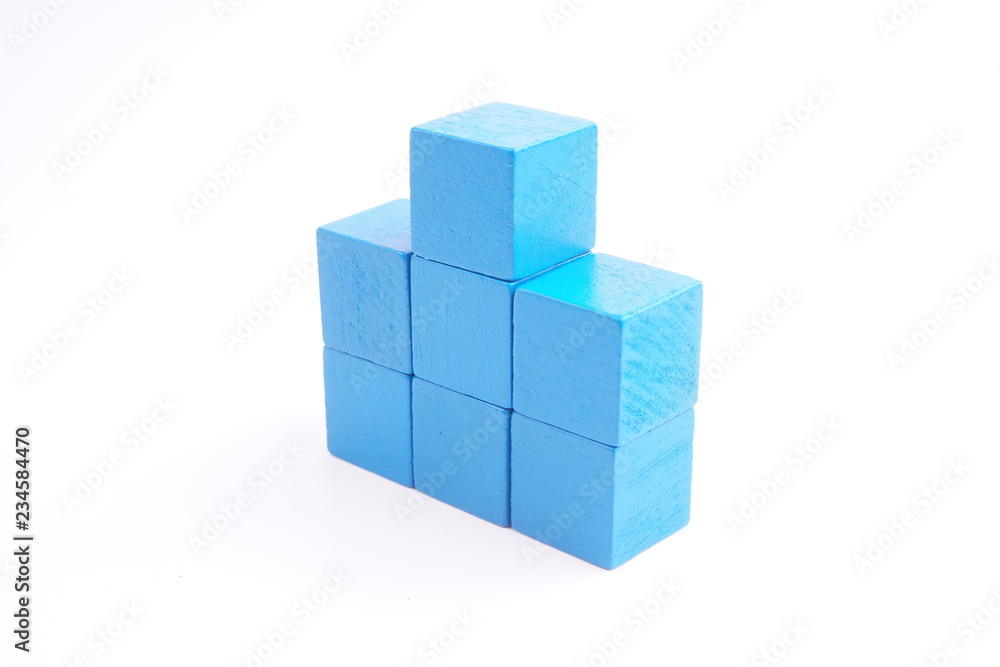 Blue wooden blocks on white background. Blue wooden blocks on white background.